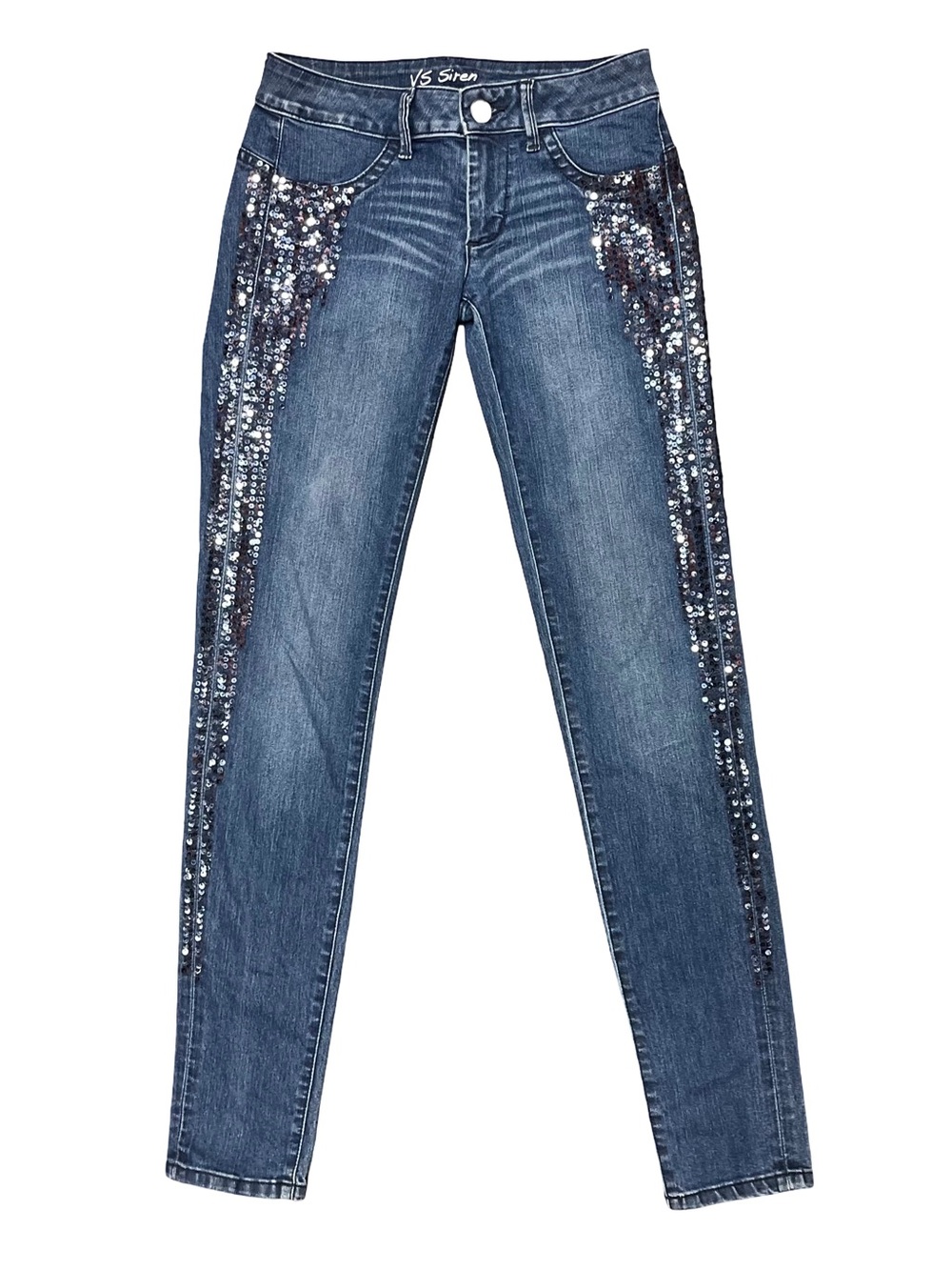 Victoria’s Secret VS Siren Sequin Skinny Jeans Low Rise Dark Wash Women’s Size 2